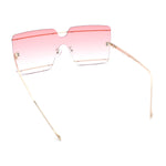 Womens Oversized Rimless Metal Bar Brow Line Designer Fashion Sunglasses