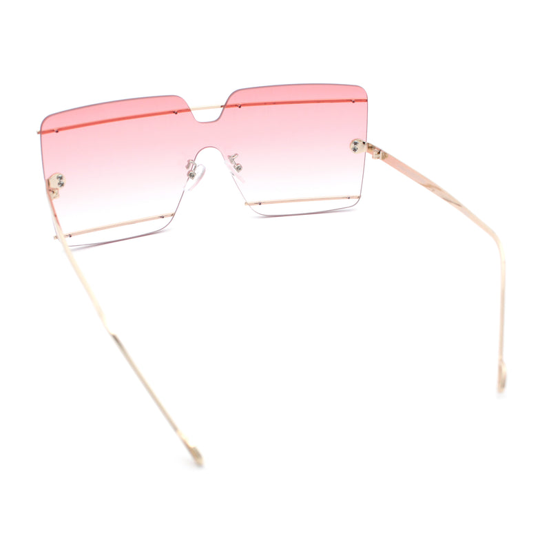 Womens Oversized Rimless Metal Bar Brow Line Designer Fashion Sunglasses