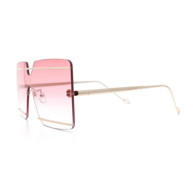 Womens Oversized Rimless Metal Bar Brow Line Designer Fashion Sunglasses