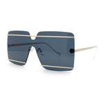 Womens Oversized Rimless Metal Bar Brow Line Designer Fashion Sunglasses