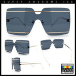 Womens Oversized Rimless Metal Bar Brow Line Designer Fashion Sunglasses