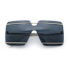 Womens Oversized Rimless Metal Bar Brow Line Designer Fashion Sunglasses