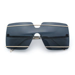 Womens Oversized Rimless Metal Bar Brow Line Designer Fashion Sunglasses