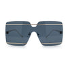 Womens Oversized Rimless Metal Bar Brow Line Designer Fashion Sunglasses