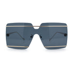 Womens Oversized Rimless Metal Bar Brow Line Designer Fashion Sunglasses