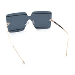 Womens Oversized Rimless Metal Bar Brow Line Designer Fashion Sunglasses