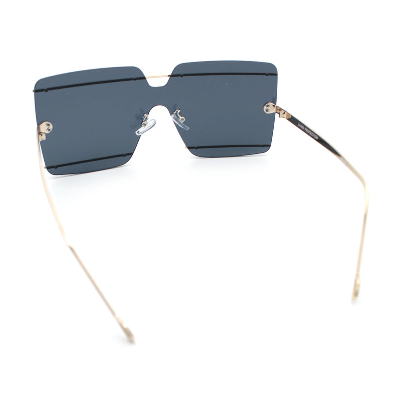 Womens Oversized Rimless Metal Bar Brow Line Designer Fashion Sunglasses