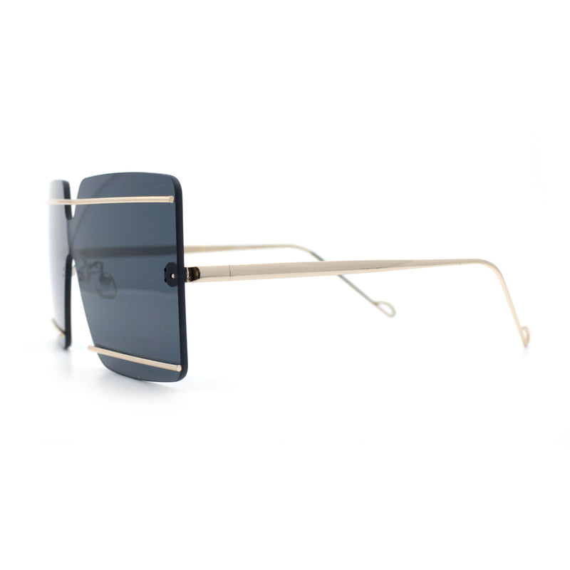 Womens Oversized Rimless Metal Bar Brow Line Designer Fashion Sunglasses