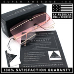 Womens Oversized Rimless Metal Bar Brow Line Designer Fashion Sunglasses