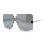 Womens Oversized Rimless Metal Bar Brow Line Designer Fashion Sunglasses