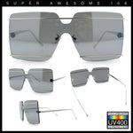 Womens Oversized Rimless Metal Bar Brow Line Designer Fashion Sunglasses