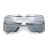 Womens Oversized Rimless Metal Bar Brow Line Designer Fashion Sunglasses