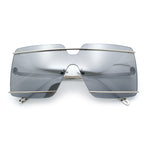 Womens Oversized Rimless Metal Bar Brow Line Designer Fashion Sunglasses