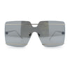 Womens Oversized Rimless Metal Bar Brow Line Designer Fashion Sunglasses
