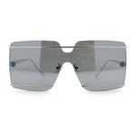 Womens Oversized Rimless Metal Bar Brow Line Designer Fashion Sunglasses