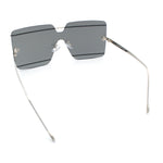Womens Oversized Rimless Metal Bar Brow Line Designer Fashion Sunglasses