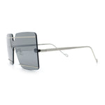 Womens Oversized Rimless Metal Bar Brow Line Designer Fashion Sunglasses