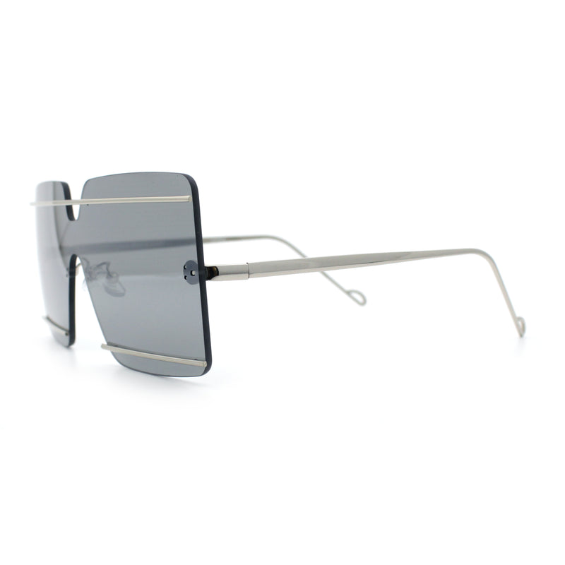 Womens Oversized Rimless Metal Bar Brow Line Designer Fashion Sunglasses