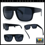 Kush Mens Flat Top Horn Rim Plastic All Black Gangster Shade Sunglasses