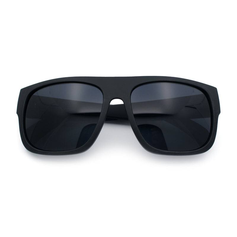 Kush Mens Flat Top Horn Rim Plastic All Black Gangster Shade Sunglasses