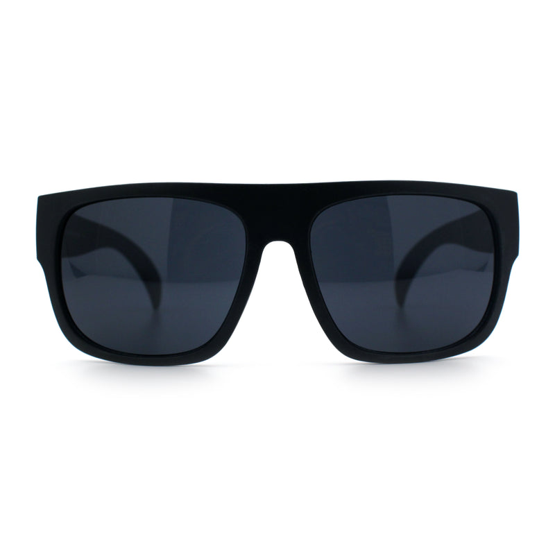 Kush Mens Flat Top Horn Rim Plastic All Black Gangster Shade Sunglasses