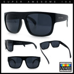 Kush Mens Flat Top Horn Rim Plastic All Black Gangster Shade Sunglasses