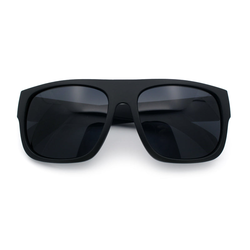 Kush Mens Flat Top Horn Rim Plastic All Black Gangster Shade Sunglasses
