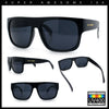 Kush Mens Flat Top Horn Rim Plastic All Black Gangster Shade Sunglasses