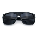 Kush Mens Flat Top Horn Rim Plastic All Black Gangster Shade Sunglasses