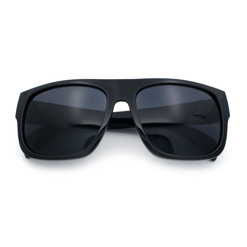 Kush Mens Flat Top Horn Rim Plastic All Black Gangster Shade Sunglasses
