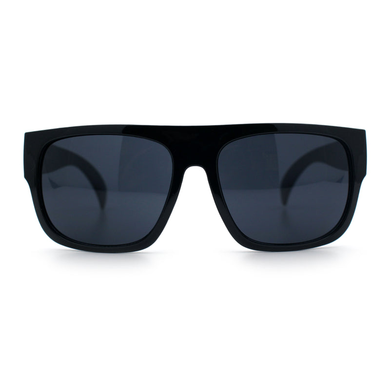 Kush Mens Flat Top Horn Rim Plastic All Black Gangster Shade Sunglasses