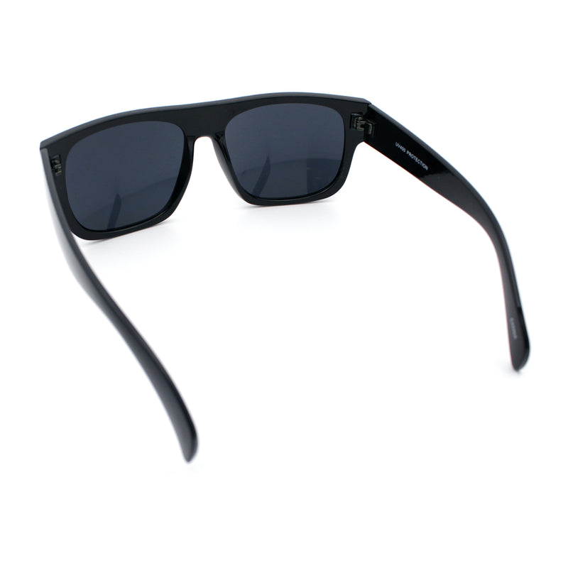 Kush Mens Flat Top Horn Rim Plastic All Black Gangster Shade Sunglasses