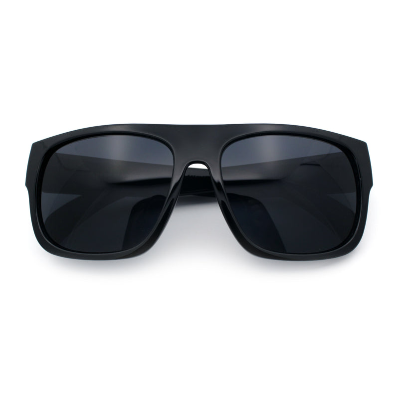 Kush Mens Flat Top Horn Rim Plastic All Black Gangster Shade Sunglasses