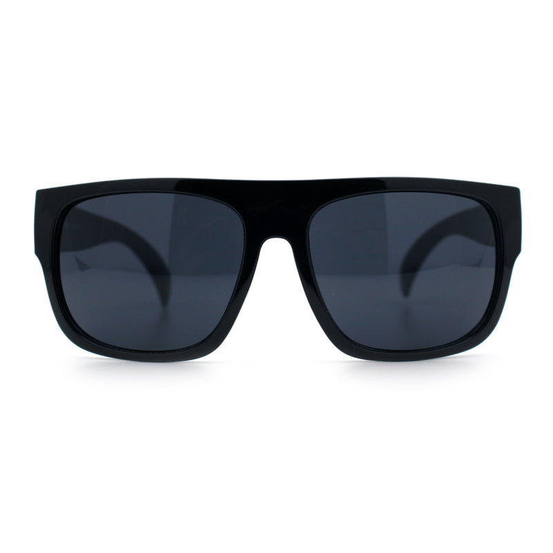 Kush Mens Flat Top Horn Rim Plastic All Black Gangster Shade Sunglasses