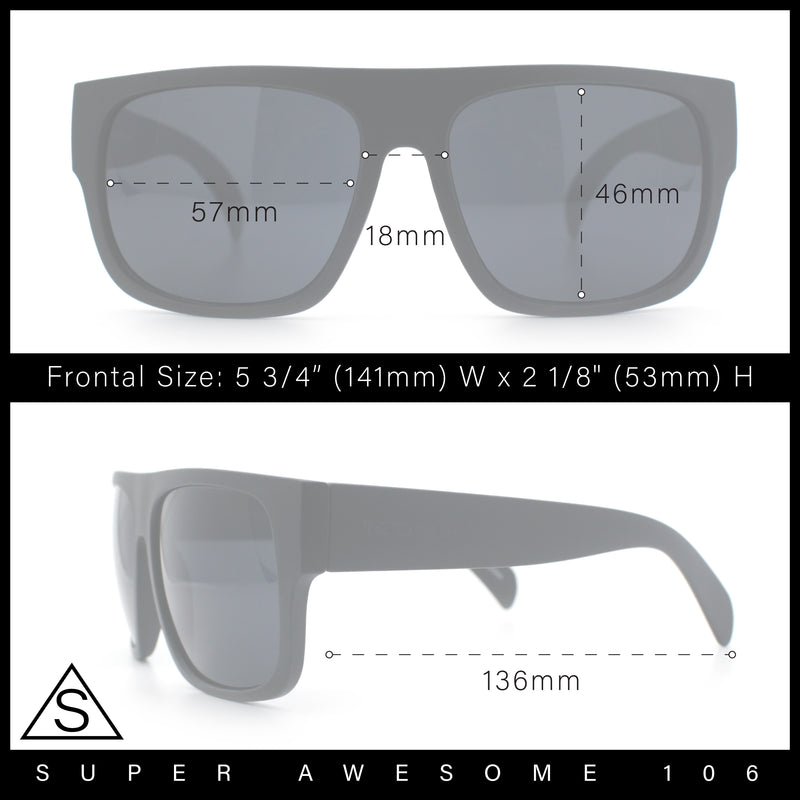Kush Mens Flat Top Horn Rim Plastic All Black Gangster Shade Sunglasses