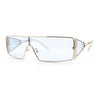 Y2K Side Visor Lens Narrow Rectangle Shield Metal Rim Sunglasses