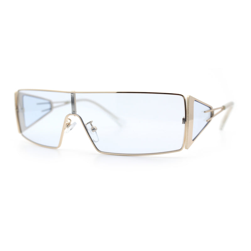 Y2K Side Visor Lens Narrow Rectangle Shield Metal Rim Sunglasses