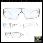 Y2K Side Visor Lens Narrow Rectangle Shield Metal Rim Sunglasses