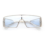 Y2K Side Visor Lens Narrow Rectangle Shield Metal Rim Sunglasses