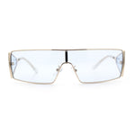 Y2K Side Visor Lens Narrow Rectangle Shield Metal Rim Sunglasses