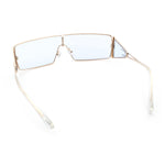 Y2K Side Visor Lens Narrow Rectangle Shield Metal Rim Sunglasses