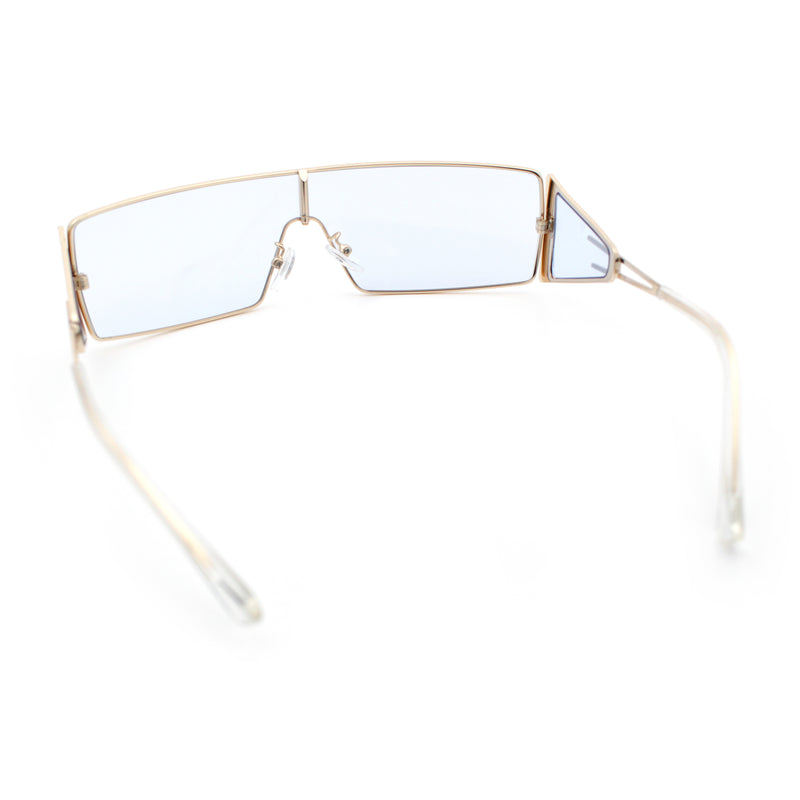 Y2K Side Visor Lens Narrow Rectangle Shield Metal Rim Sunglasses