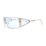 Y2K Side Visor Lens Narrow Rectangle Shield Metal Rim Sunglasses