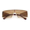 Y2K Side Visor Lens Narrow Rectangle Shield Metal Rim Sunglasses