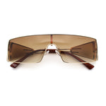 Y2K Side Visor Lens Narrow Rectangle Shield Metal Rim Sunglasses