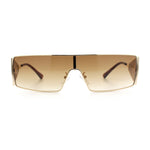 Y2K Side Visor Lens Narrow Rectangle Shield Metal Rim Sunglasses