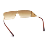 Y2K Side Visor Lens Narrow Rectangle Shield Metal Rim Sunglasses