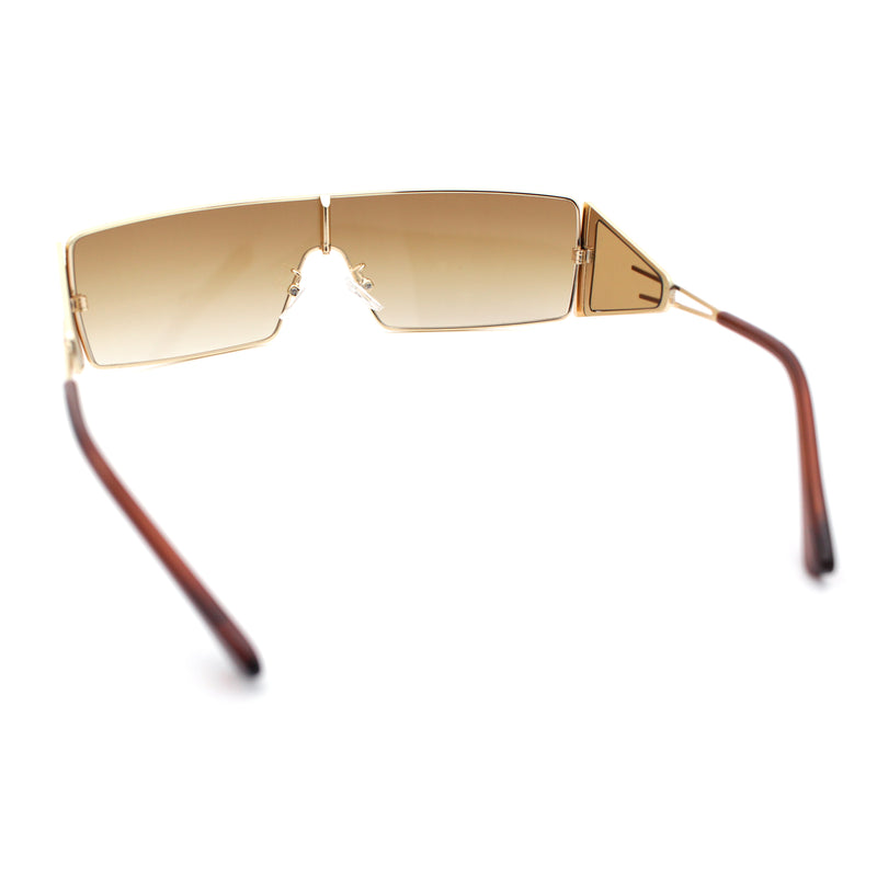Y2K Side Visor Lens Narrow Rectangle Shield Metal Rim Sunglasses