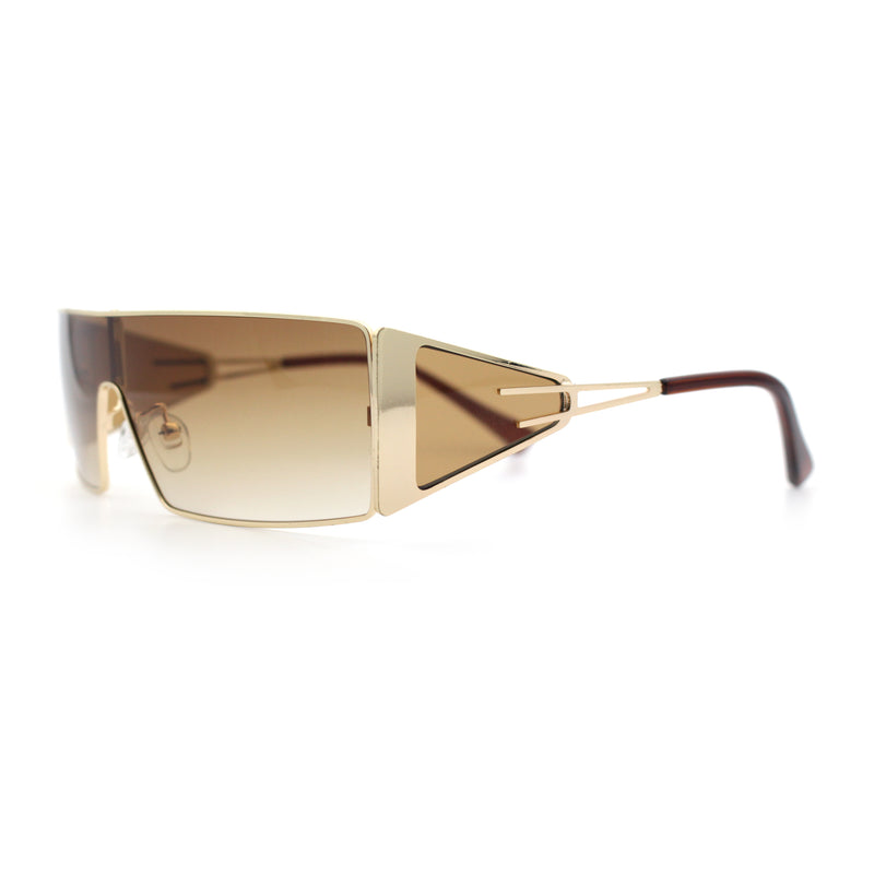 Y2K Side Visor Lens Narrow Rectangle Shield Metal Rim Sunglasses