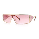 Y2K Side Visor Lens Narrow Rectangle Shield Metal Rim Sunglasses